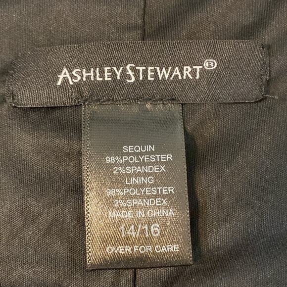 Ashley Stewart V-Neck Black Sequin Bubble Sleeve Shift Dress Size 16W - Picture 3 of 8